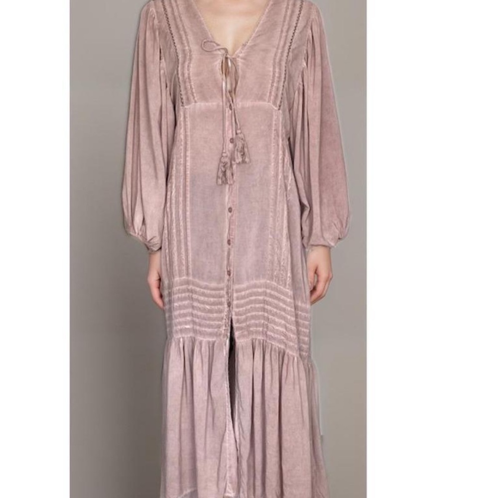 Young Fabulous & Broke Dusty Rose Tie-Front Maxi‎ Dress